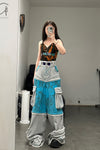 WINDOWSEN stitching printed wide -leg pants/pants/skirt SS23P008 gray